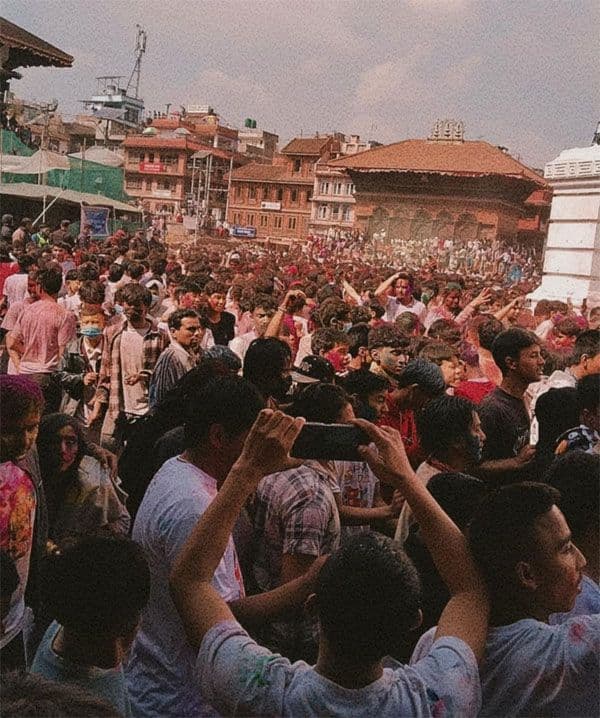 The Holi festival has officially begun in Basantapur